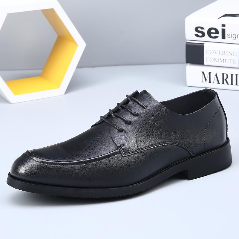 

Leather shoes men s wedding summer breathable British style young interview men s shoes casual business dress groom shoes 38