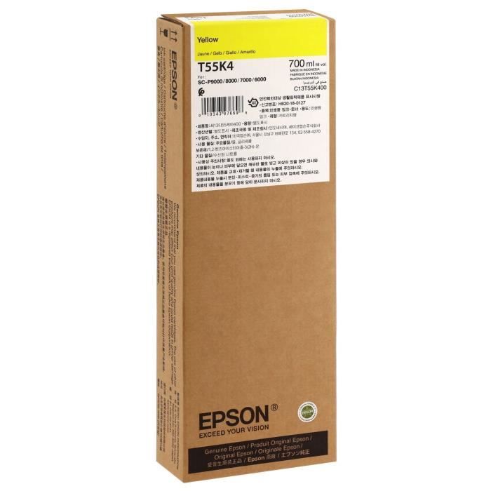 Cartouche D'encre Traceur EPSON T55K4 Pour Imprimante SureColor SC-P6000/P7000/P8000/P9000 Jaune - 700ml