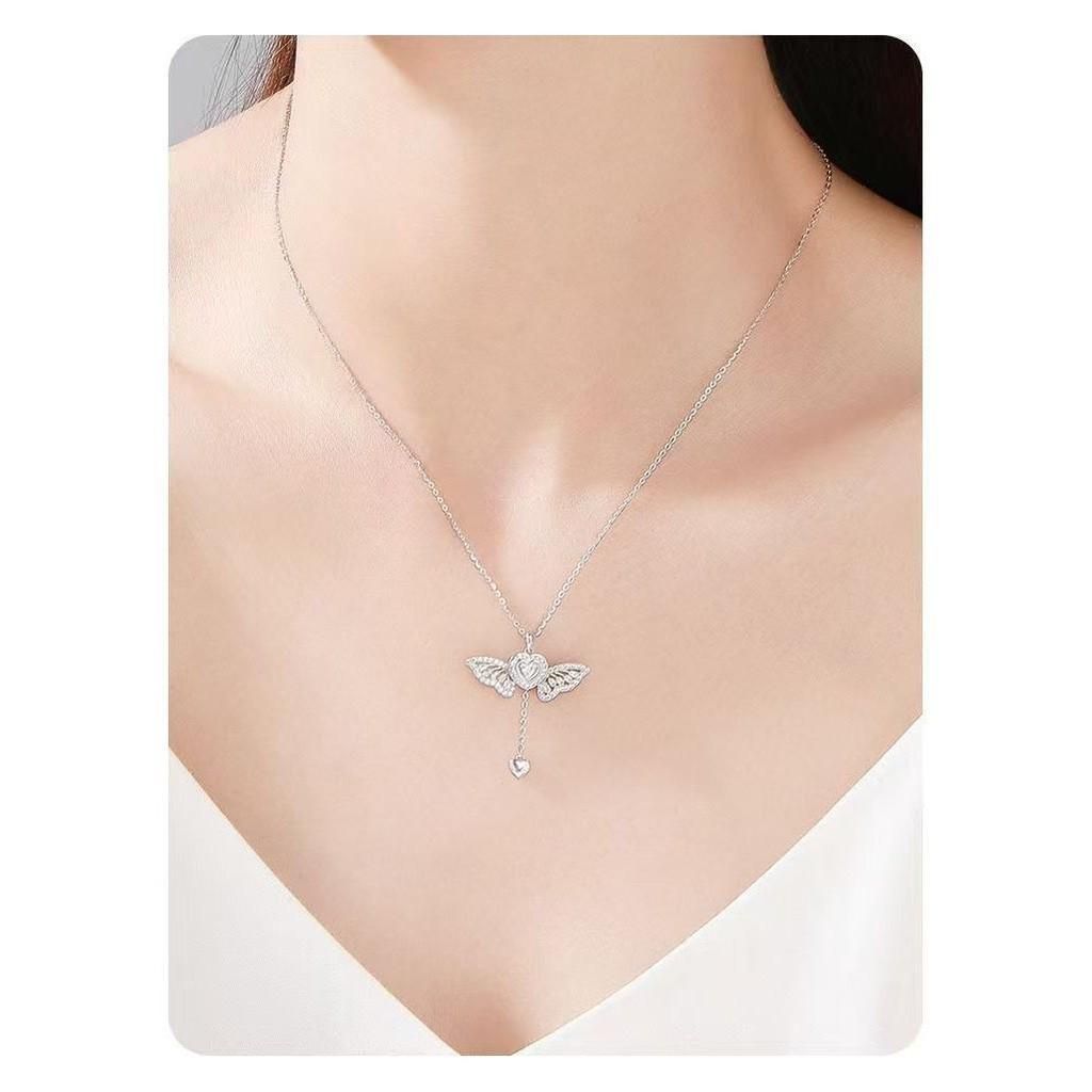 S925 Sterling Silver Butterfly Heart Tassel Pendant Necklace - Elegant and Stylish Accessory
