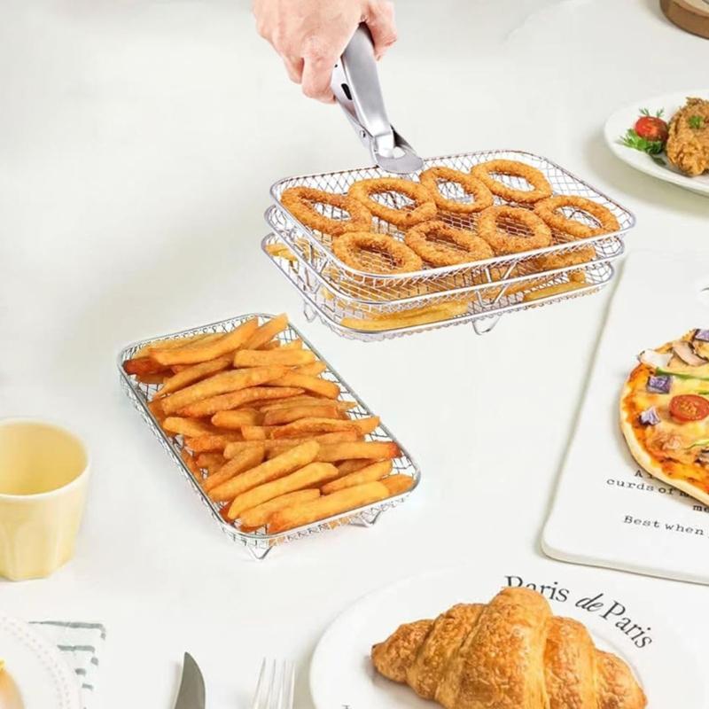 3-lagige Grillständer Air Fryer stapelbares Gestell Edelstahl Dörrgestelle Grillgestelle für Restaurantküche