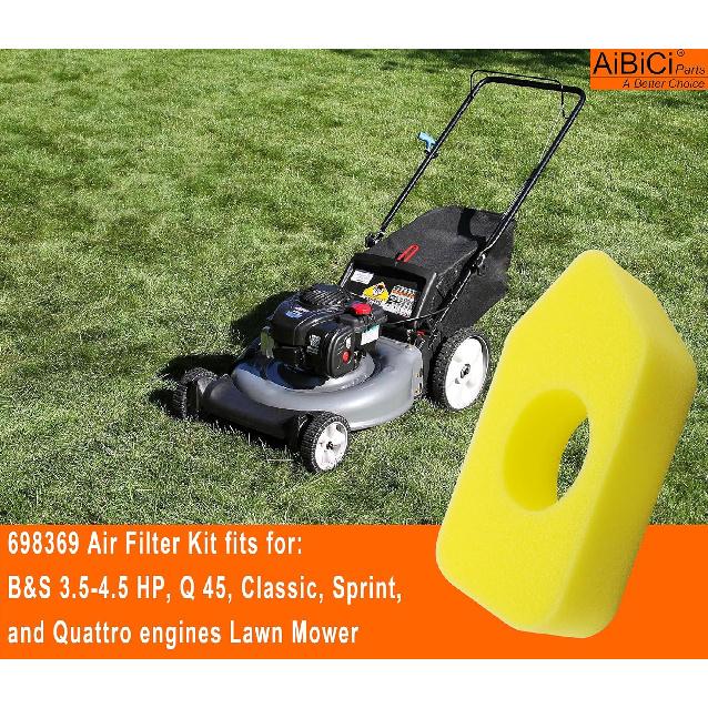 698369 Air Filter for B&S 3.5-4.5 Hp Classic Sprint Quattro Engine with Spark Plug 694394 494408 Primer Bulb 495770 795083 Gasket Diaphragm Lawn