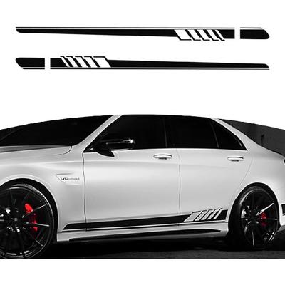 Pack-2 Car Side Body Decals, 4.52" X 88.58" Waterproof PVC Vehicle DIY Decorative Stickers, Universal Automotive Creative Stripe For Truck SUV Racing
