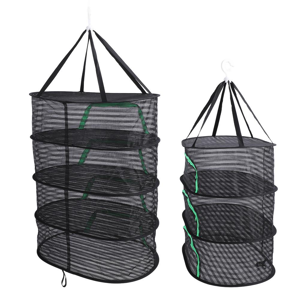 Hanging Drying Mesh with Zipper Breathable Polyester Foldable Hanging Mesh Drying Rack for Fish Vege