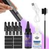 Kit d'Extension Pro UV 8w/ Colle, Peigne, Dissolvant & Lampe UV | Liaisons Invisibles à Durcissement Rapide pour Extensions de Salon | Adhésif Étanche