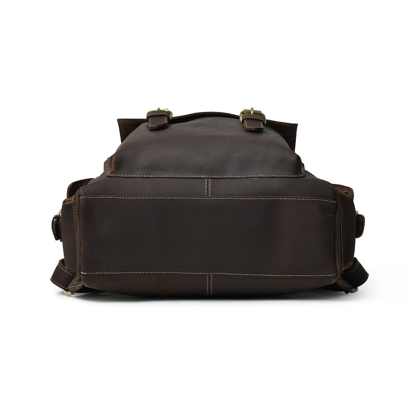 Monogrammed Leather Laptop Backpack: Handmade Brown Travel Rucksack
