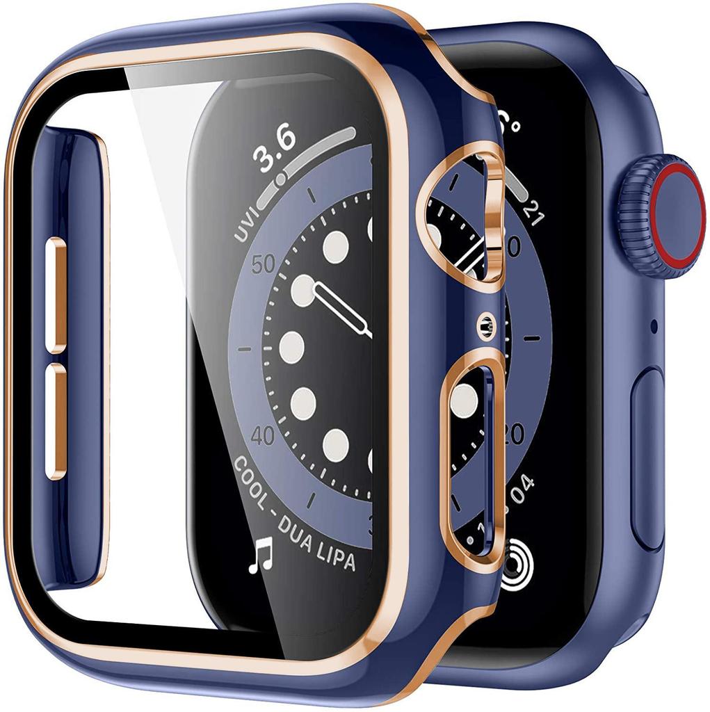 Coque de protection bicolore pour Apple Watch iWatch7 avec film en verre trempé