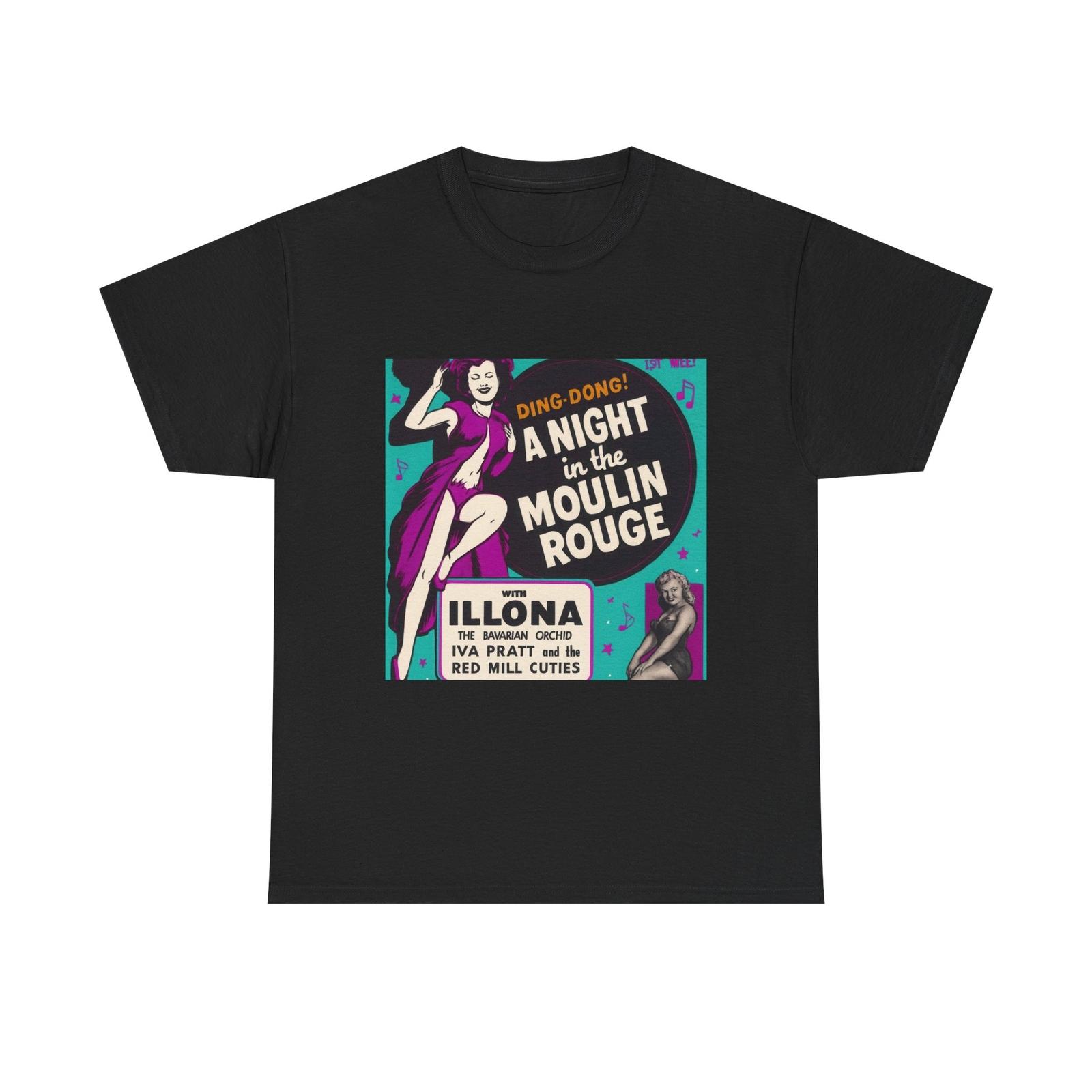 A Night in The Moulin Rouge Vintage Movie Poster Tee Burlesque Graphic T-Shirt M