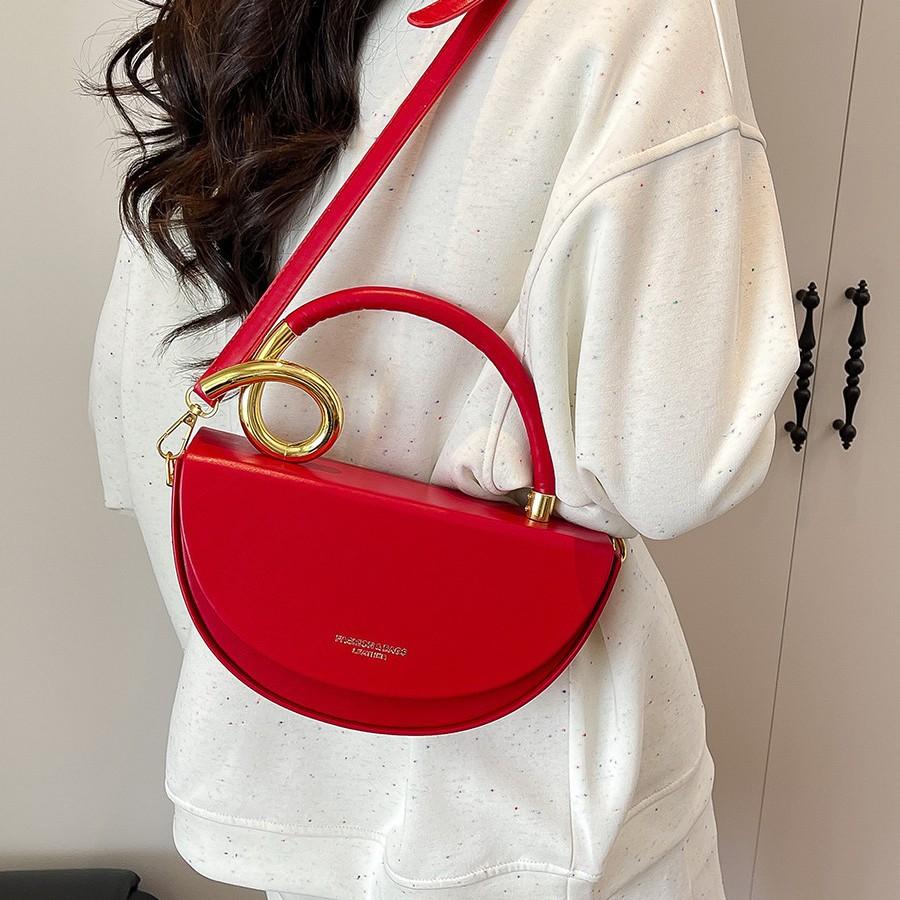 Popular fashion niche handbag simple 2025 new high-end messenger bag women's saddle bag