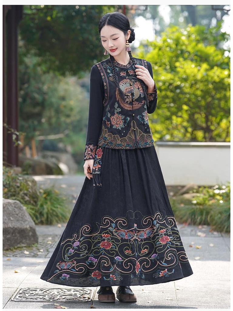 Ethnic Style Women's Floral Embroidered Vest Cardigan