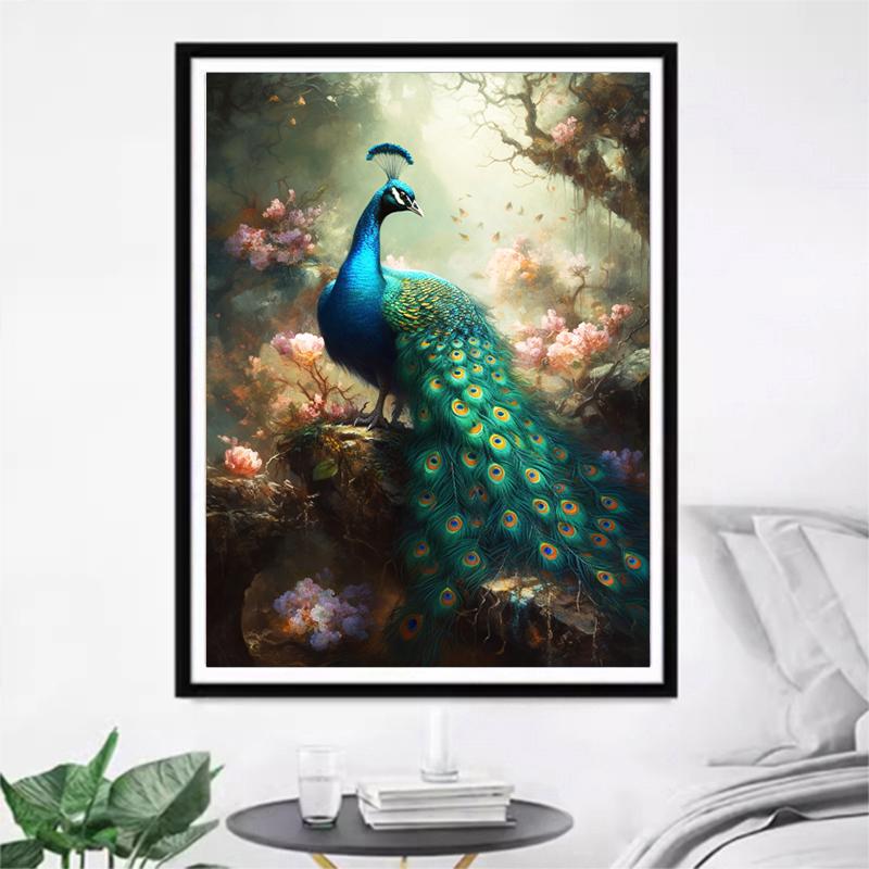 5d DIY Diamond Painting Cross Stitch Animal Peacock Diamond Embroidery Mosaic Full Round Drill Home Decor Arts