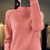 Women's Half-High Collar Knit Pullover Sweater - Slim-Fit Korean Style for Autumn and Winter