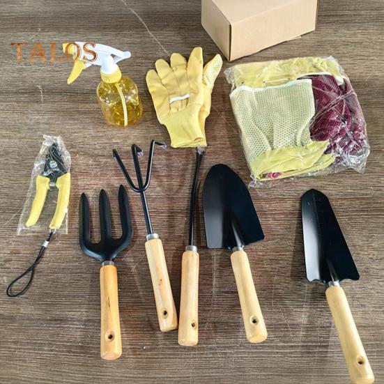 Bahçe Aletleri Seti Karbon Çelik Ahşap Saplı Mala Ağır Hizmet El Tırmığı Çatal Saklama Çantası ile Ev Bahçıvanları için Bahçecilik Hediyeleri