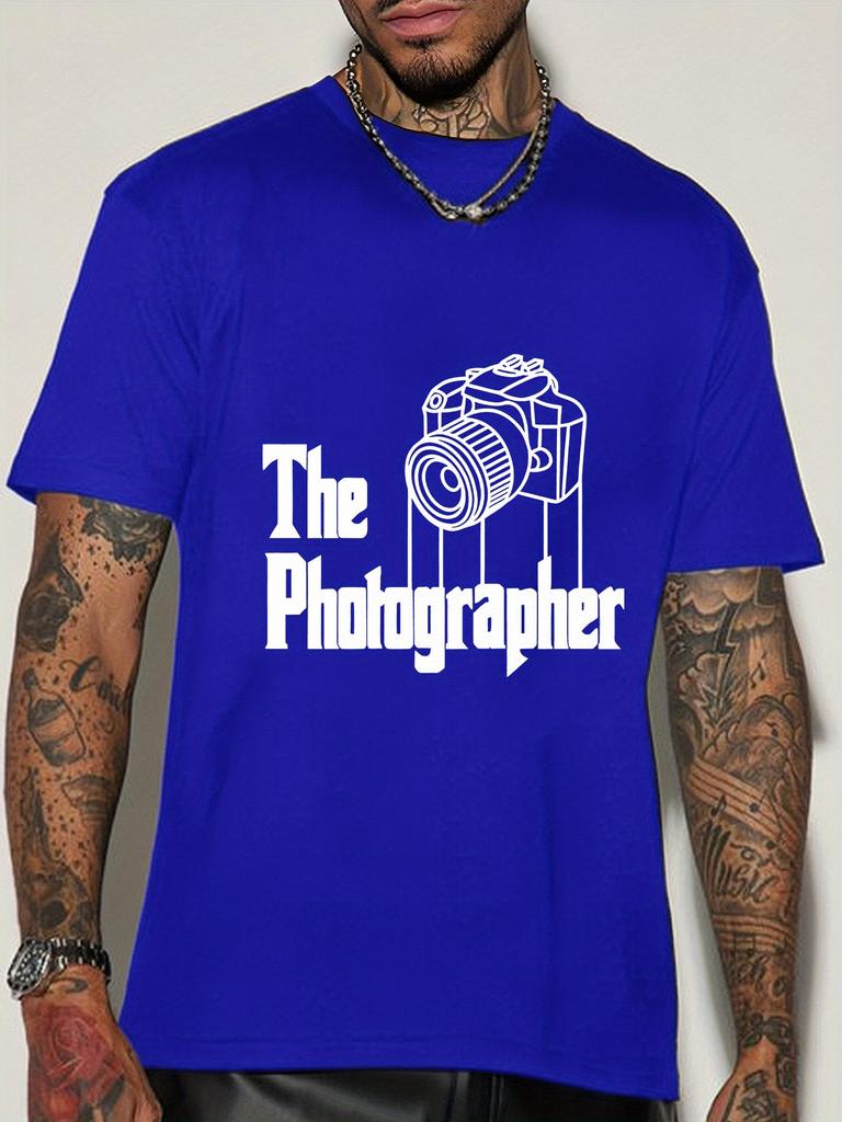 Unisex Short Sleeve Crew Neck T Shirt The Photographer Dslr Camera Sketch Graphic Shooting Hobby Casual Cotton Streetwear Tee