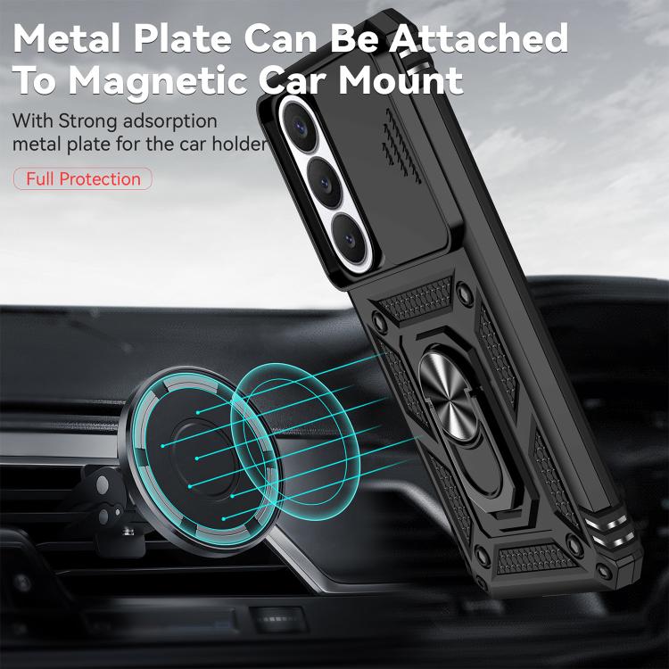 Sliding Camshield Ring Holder Magnetic Phone Case For Samsung Galaxy S26 5G, PC+TPU Military Grade Drop Protection Heat Dissipation Protective Cover