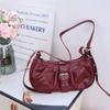 Vintage Y2k Shoulder Bag Pu Leather Spicy Girl Handbag Fashion Buckle Armpit Bag  Women