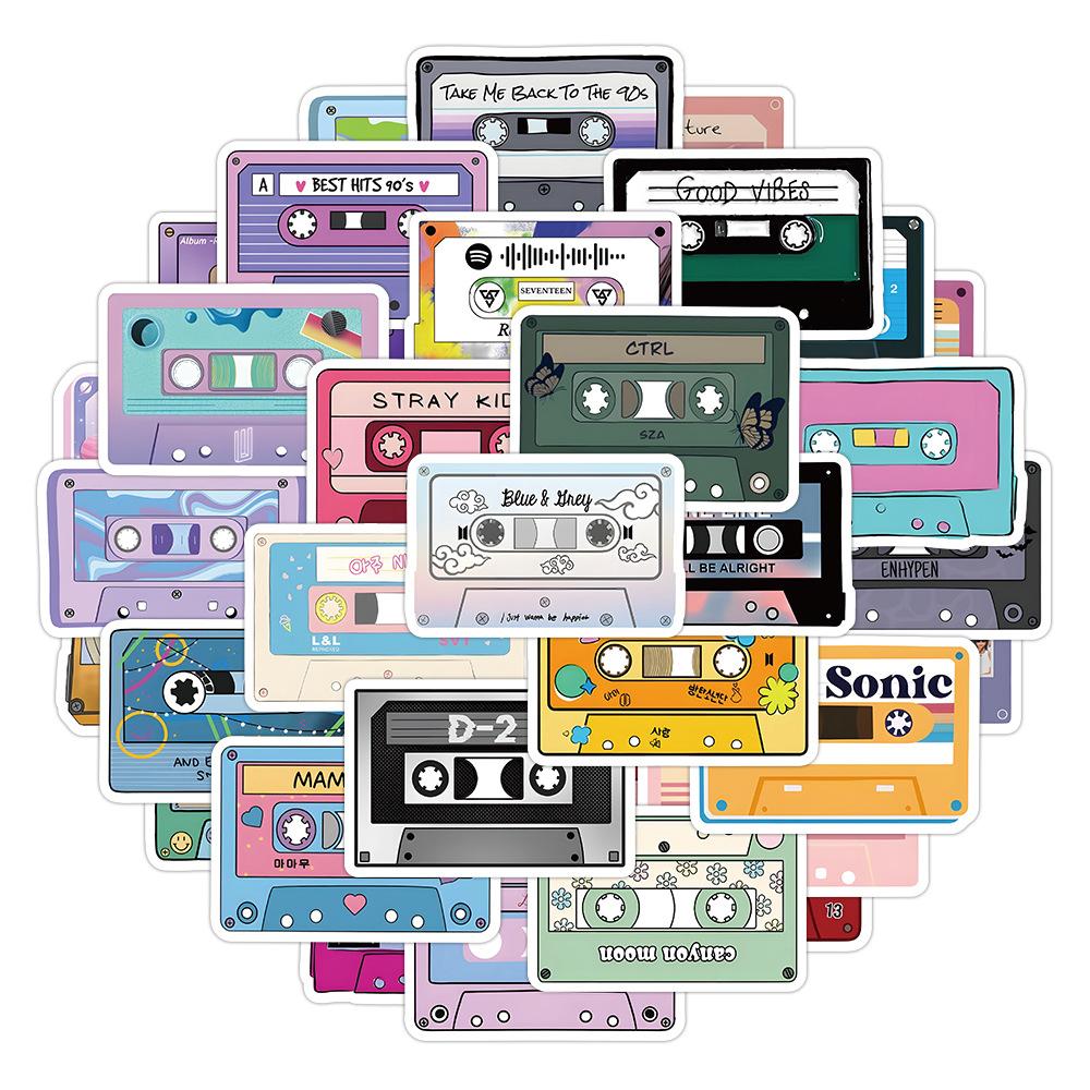 50Pcs/Set Retro Music Album Tapes Series 01 Stickers DIY Fashion Waterproof Doodle Decals Stickers