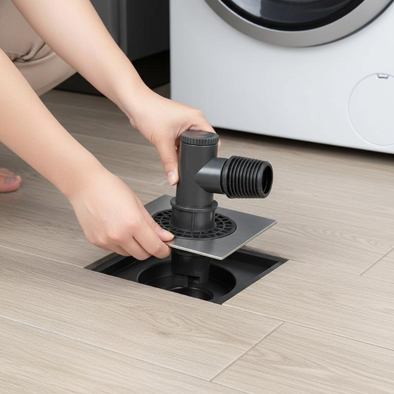 Square Stainless Steel Odor Proof Drain Shower Obstacle Filter Washing Machine Drain Connector Cover Adapter Tee Joint Adapter
