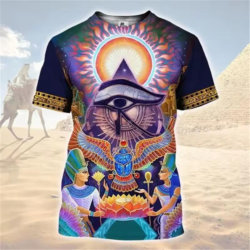 

Ancient Egypt Goddess T Shirt for Men Vintage 3D Printed Egyptian Short Sleeve Summer Street T-Shirts Fashion Loose Tops Tees S