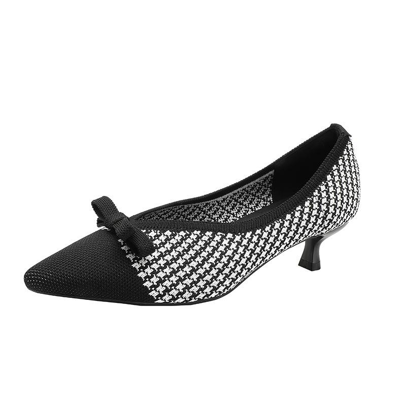 

Новые туфли-лодочки на каблуке «котенок», шпилька, плетеные, с острым носком, с бантом, универсальные, дышащие, на среднем каблуке, плетеные туфли 40