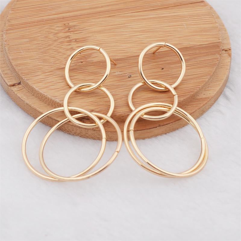 Three Circle Big Round Loop Simple Drop Earrings for Women Geometric Wedding Party Jewelry Christmas Girl Friend Gift