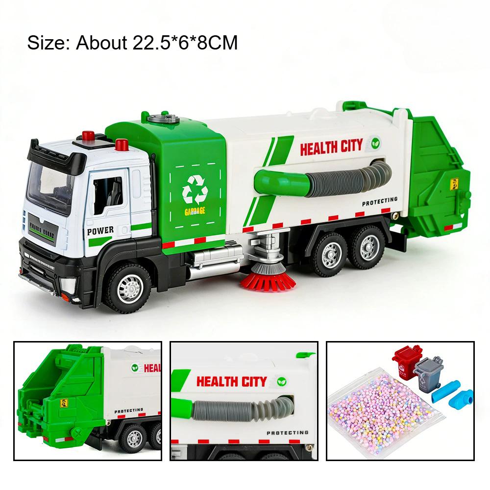 1:32 Elektrischer Saugkehrer Modellauto Müllwagen Spielzeug Ton Licht Pull-Back Straßenräumer Autos Modelle Türen Geöffnet Spielzeug