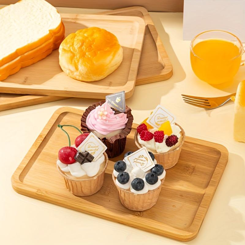 1 Pc Wooden Tray Simple Square Large Bread Tray, Thickened Restaurant Tea House Tray Cafe Drink Tray for Home Kitchen