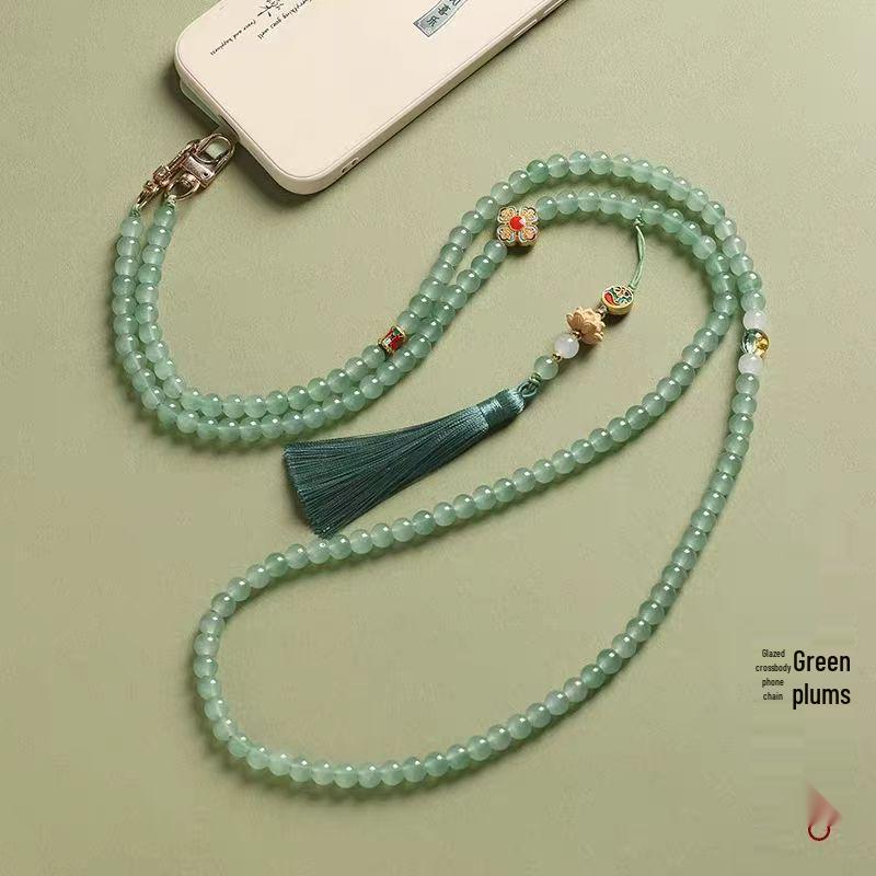 Zen Crossbody Beaded Phone Chain with Tassel - Hanfu Style Anti-Lost Lanyard 2025 for Women