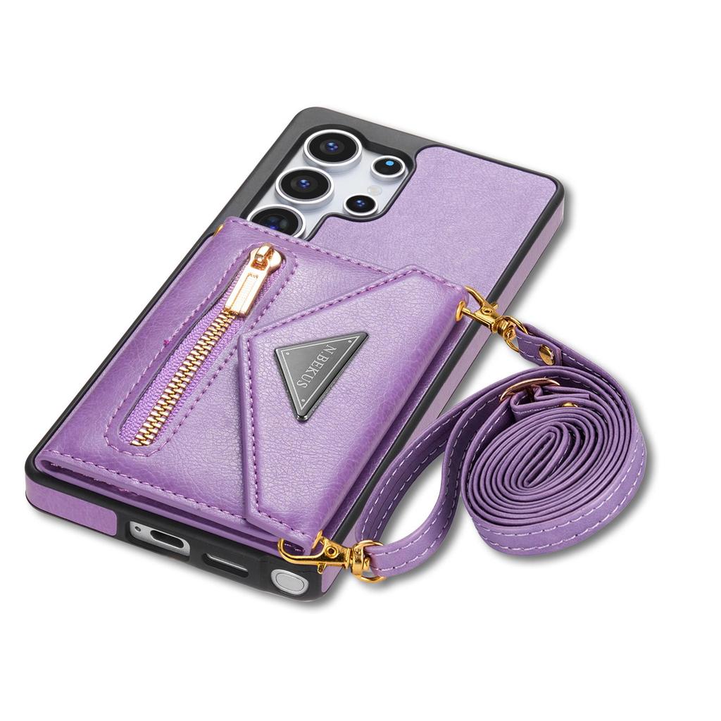 Samsung S24ultra S23 A53 Crossbody Card Holder Phone Case with Zipper Pocket and Lanyard