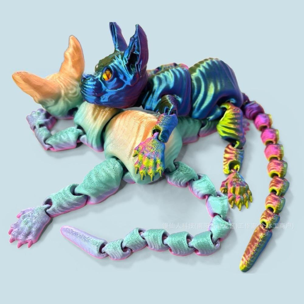 3D-gedruckte Sphynx-Katze Realistische Nacktkatzen-Figur Niedliches 3D-gedrucktes Spielzeug Bewegliches Fidget-Spielzeug für Liebhaber Wohndekor