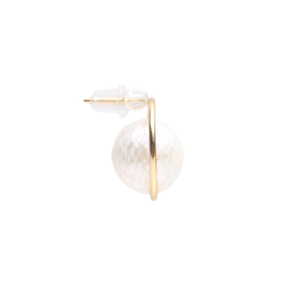 Bien Vetu Carving Pearl Ring Ring Gold-Filled Earrings