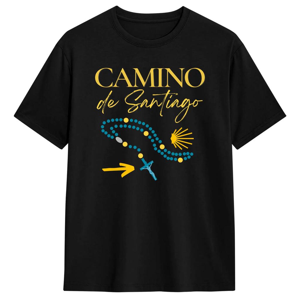 Camino de Santiago TShirts Unisex Amazing Cotton Tee Shirt Round Collar Short Sleeve T Shirts Unique Clothing
