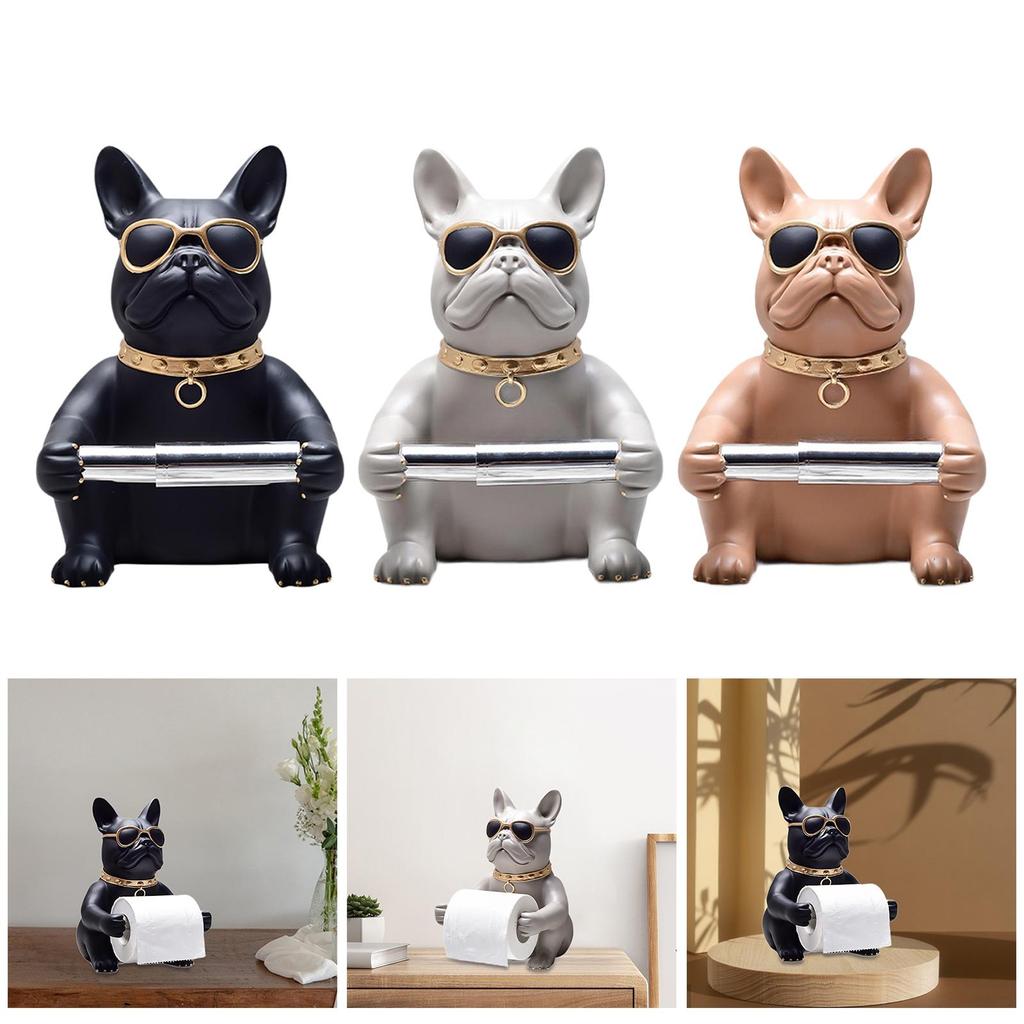 Dog Sculpture European Style Storage Organization Resin Toilet Paper Holder for Home Tabletop Toilet Countertops Restaurant
