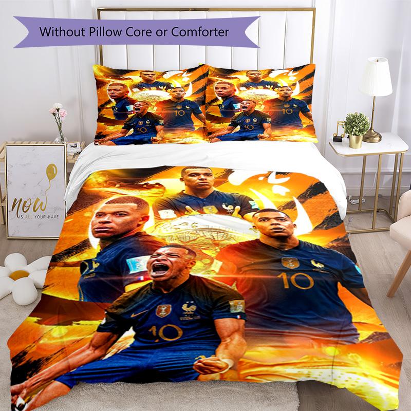 Star Player Kylian Mbapp Comforter Cover Set Design For Playroom Machine Washable Christmas Gift