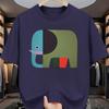 Summer Men's  Pure Cotton Casual Loose Geometric Pattern Printed Comfortable Sports Round Neck Short Sleeved T-shirt Top
