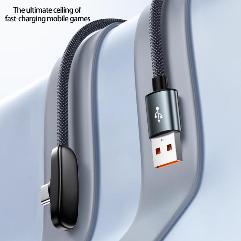 100w USB To USB C Cable Nylon Braided 90 Degree Elbow Fast Charging Data Cord For Mobile Phone Type C Quick Wire