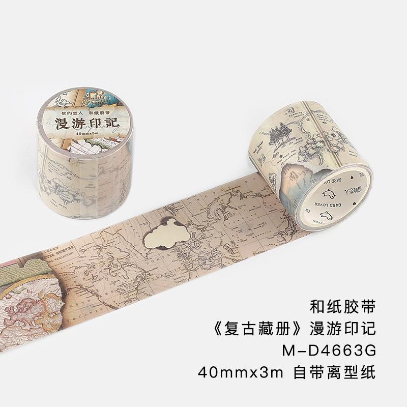 

1roll Vintage Washi Tape - Decorative DIY Scrapbook Accessories, Retro Patterns for Journal Embellishment