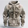 Kreuzmuster Herren Retro Hoodies Herbst Winter Langarm 3D Druck Street Man Kapuzenpullover 5XL Große Größe Lässiger Hoodie