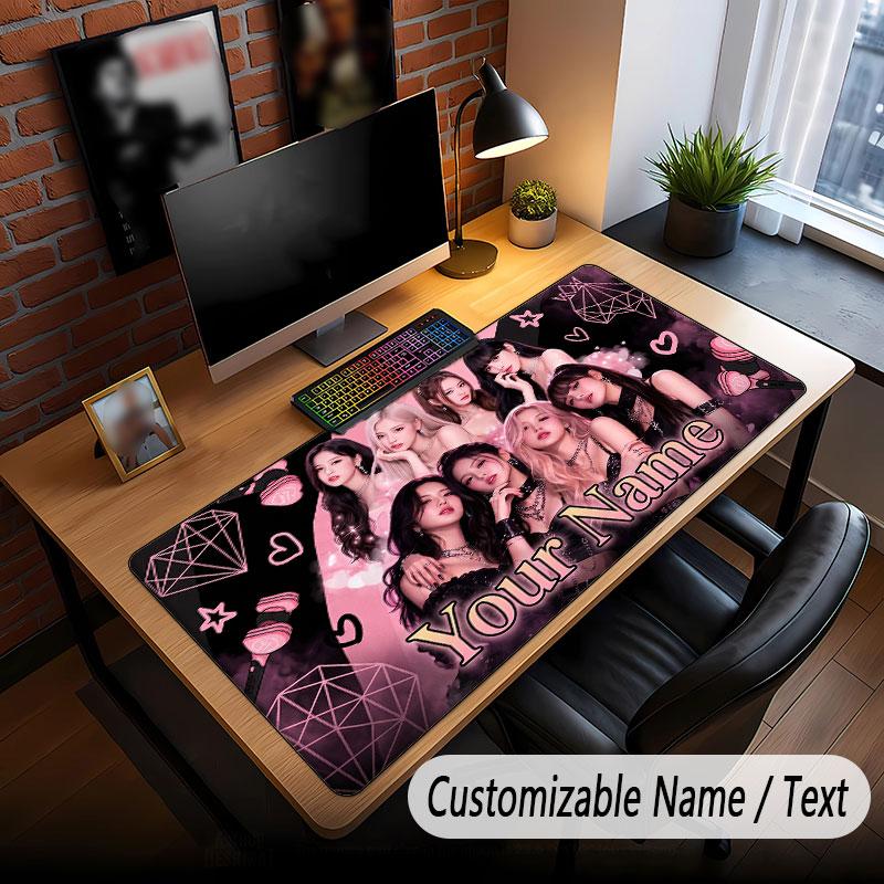 Tappetino Mouse Esteso con Nome Personalizzato, Tappetino da Scrivania Gaming BLACKPINK per Decorazione Desktop Ufficio di Casa