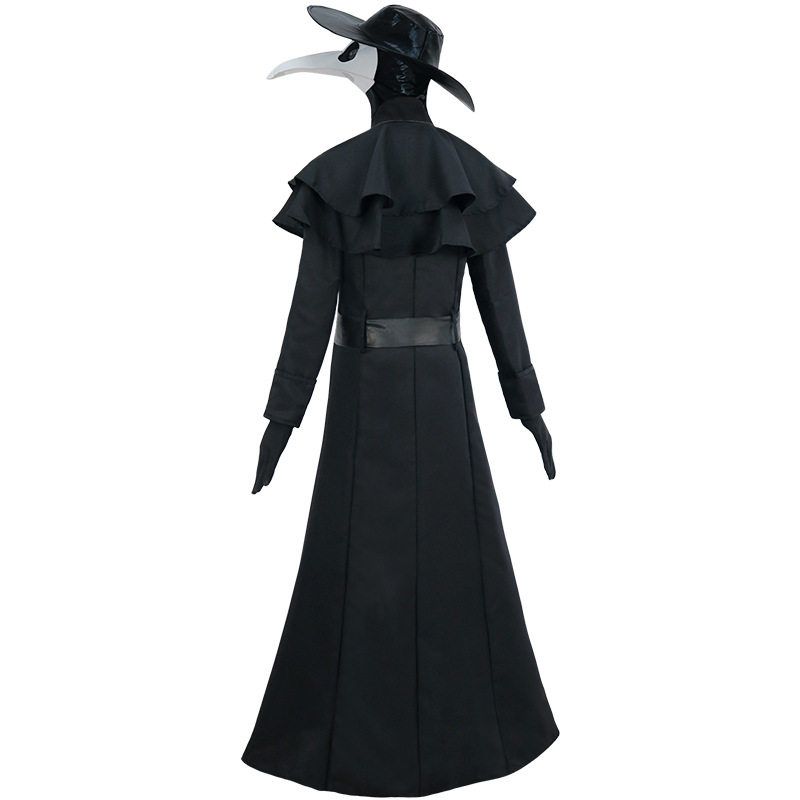 Halloween Adult Medieval Steampunk Style European and American Plague Doctor Costume with Bird-Beak Crow Mask