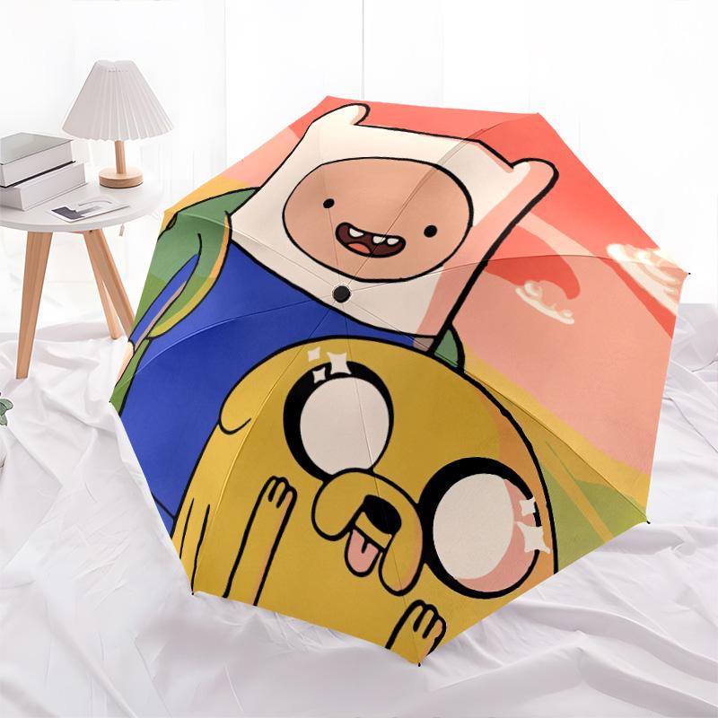 Jake and Finn Pattern, Automatic Folding Umbrella, Portable and Foldable Design, 8 Ribs, a Christmas or Birthday Gift.