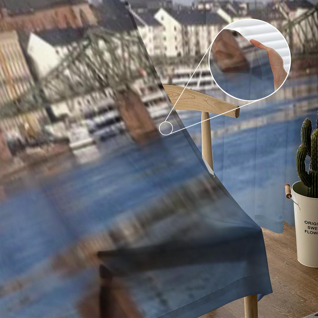 Old Historic Bridge Eiserner Steg In Frankfurt Am Main Germany Sheer Curtains for Room Bedroom Window Voiles Tulle Curtain