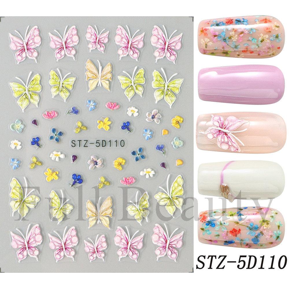Nagelkunst-Aufkleber, Relief 5D Dreidimensional Matt Kleine Gänseblümchen Blume Selbstklebender Nagelaufkleber