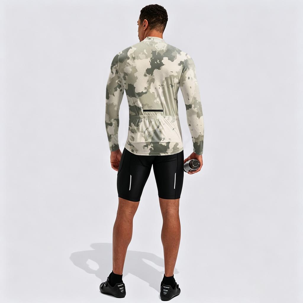 Herren Langarm Fahrradtrikot Viertelreißverschluss Atmungsaktiv Schnelltrocknend Leichtes Stretchgewebe Sportoberteil für Outdoor-Aktivitäten