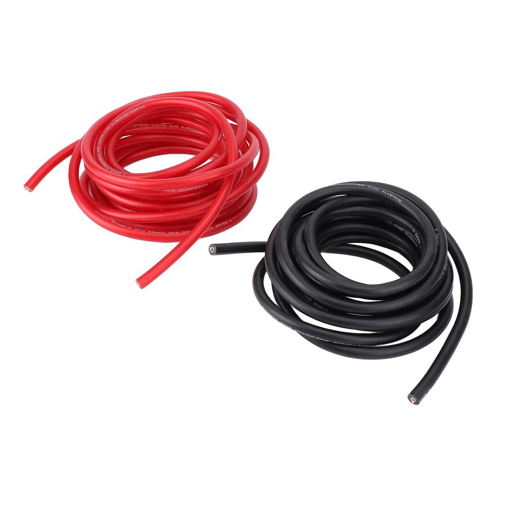 4AWG 20ft Power Cable with Line Tail Heat Shrink Tube Black Red Flexible Power Ground Wire Kit for Car Radio Speaker