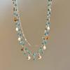 Boho Crystal Shell Pendant Necklace For Women Double-Layer Butterfly Chain Jewelry Accessory Beach Party Gifts