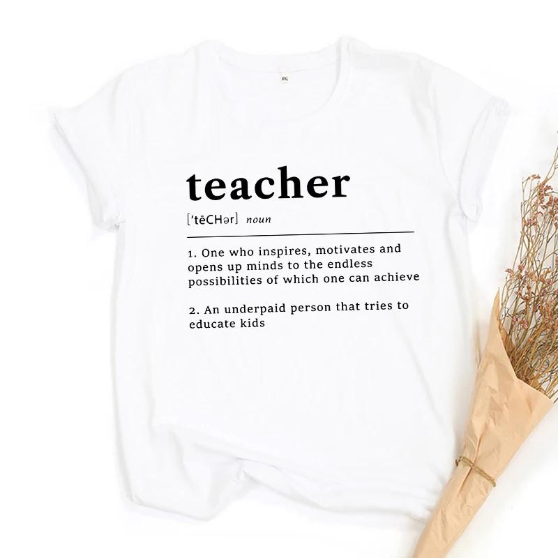Unisexs Harajuku Aesthetic Oneck Casual Tee Funny Teacher Definition School Teacher Gift Top