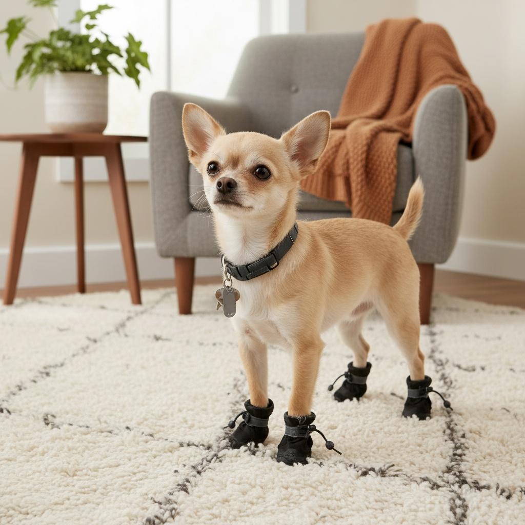 4 Pcs Adjustable Dog Shoes with Soft Soles, Breathable Rain Boots for Small and Medium Dogs, All-Weather Paw Protection for Outdoor Use