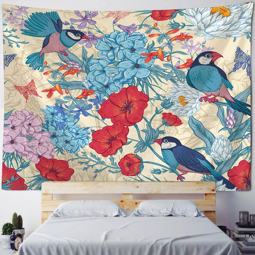 Plant And Flower Tapestry Wall Hanging Bohemian Retro Hippie Dormitory Bedroom Home Wall Decoration Outdoor Beach Mat Bed Sheets