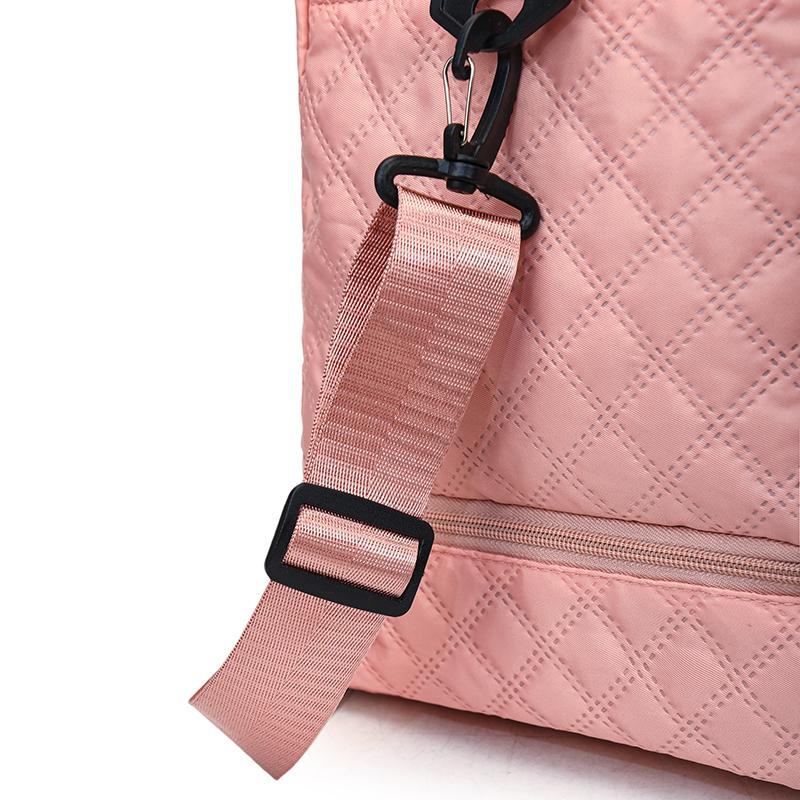 Resväska i nylon med rombmönster, stor kapacitet, sport-gymväska med separat skofack, bärbar weekendväska, övernattningsväska, kabinväska