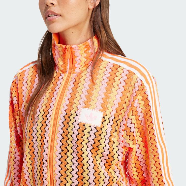 Adidas Originals Three Stripe Stand Collar Zip Jacket Women Jacket Half-Sun-Orange KC0748